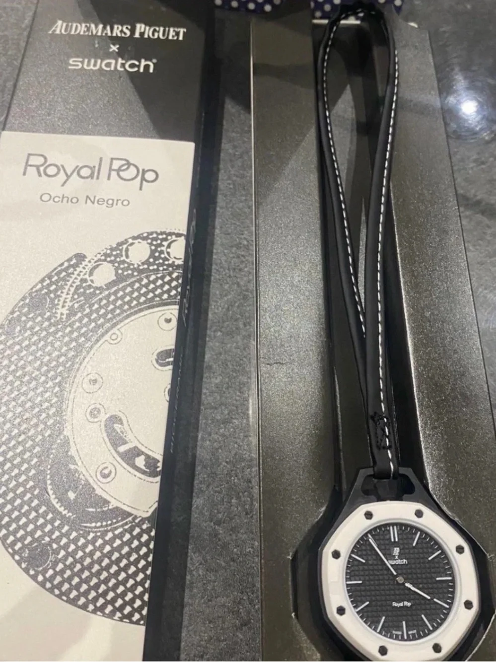 Swatch Royal Pop Black and White Graphic Strap